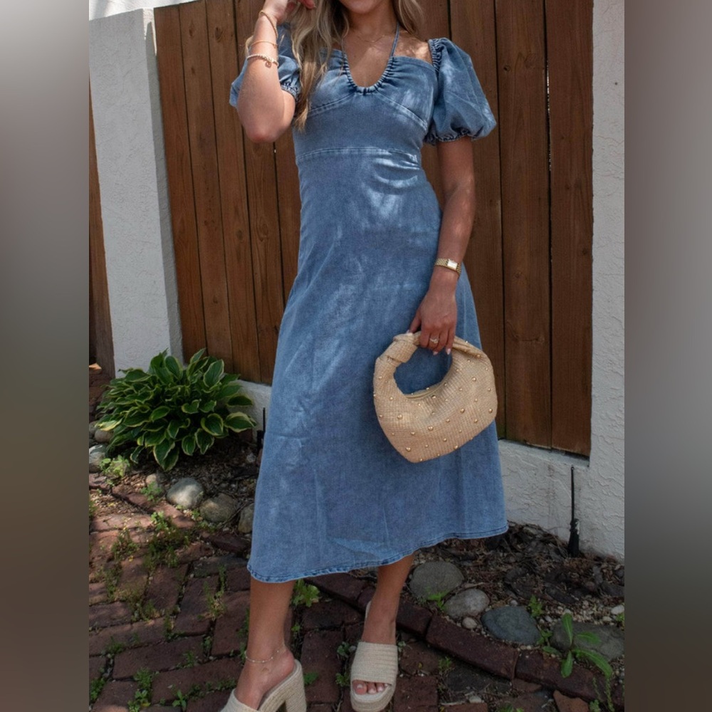 Elegant Blue Denim Dress